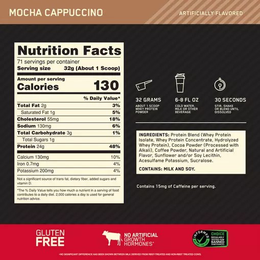 Optimum Nutrition GOLD STANDARD 100% WHEY™ Mocha Cappuccino 5 lb (71 Servings) Portugal | EQTZMP517