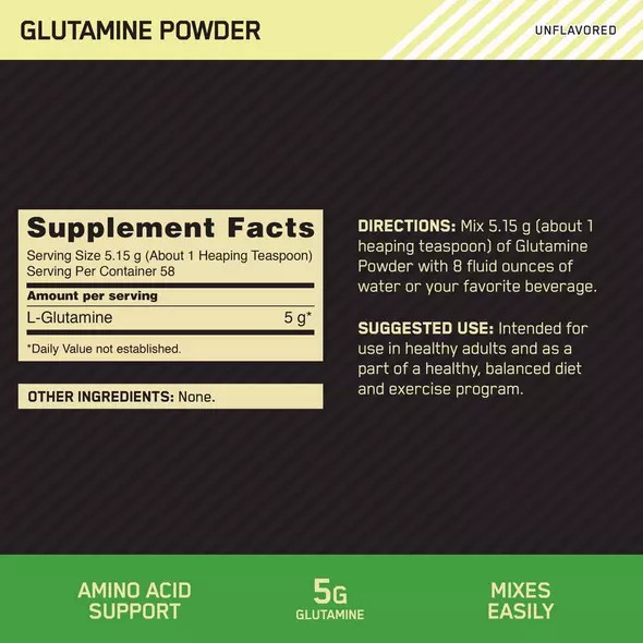 Optimum Nutrition Glutamine Powder 0.66 lb (58 Servings) Portugal | QGBHNR815