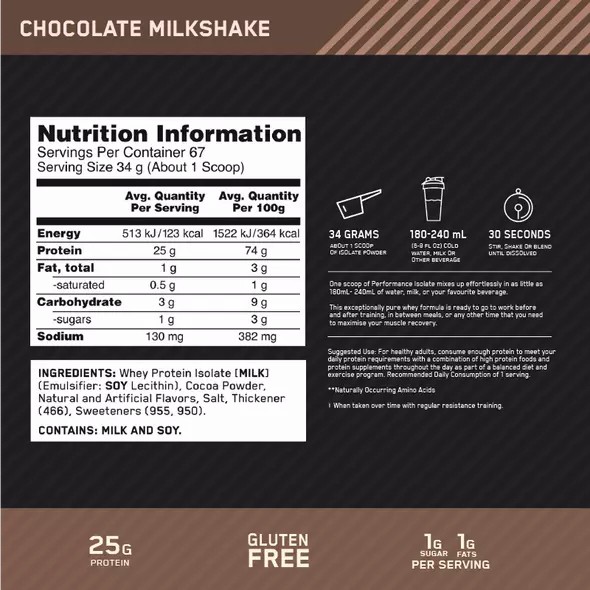 Optimum Nutrition Performance Isolate Chocolate 2.27kg Portugal | LEMKUD869